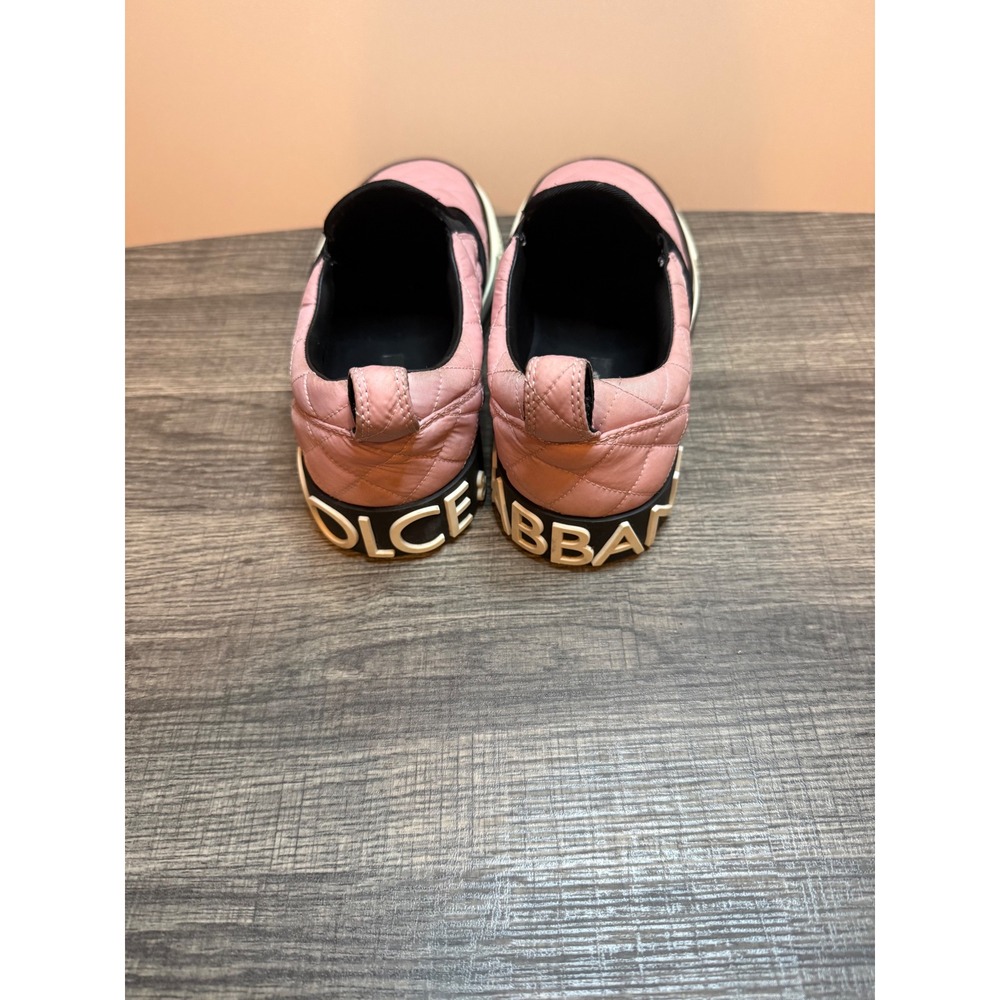 Dolce & Gabbana Pink Quilted Nylon Portofino Slip On Sneakers CK1803 Size 37 - Picture 3 of 7